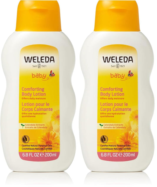 Weleda Baby Calendula Comforting Body Lotion, Plant Rich Moisturizer with Calendula, Chamomile, Sweet Almond and Sesame Oils, 6.8 Fl Oz (Pack of 2)