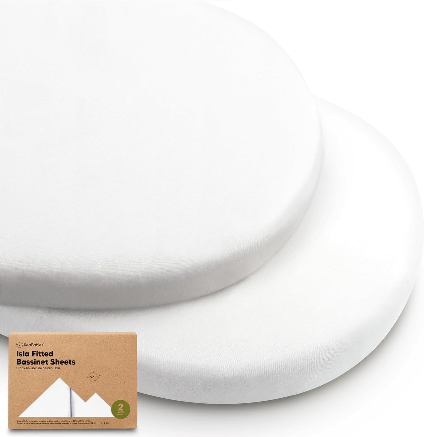 2-Pack Baby Bassinet Sheets Girl, Boy - 33x17 Viscose Derived from Bamboo Bedside Mattress Fitted Bassinet Sheets, Compatible with Halo Bassinest Swivel Sleeper, Baby Delight, Graco(Soft White)