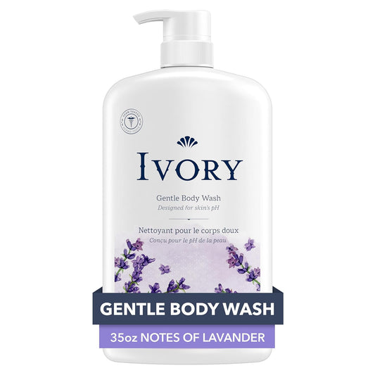 Ivory Body Wash, Designed for the Whole Family, Gentle Formula, Free of Dyes Heavy Perfumes Parabens Phthalates & Silicones, Lavender Scent, 35 oz