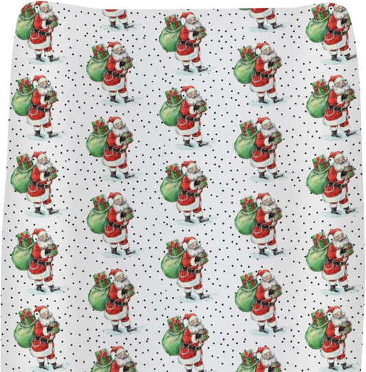 Vintage Christmas Santa Claus Gifts Baby Changing Pad Covers for Boys Girls Cute Santa Fitted Changing Table Cover Mats Winter Holiday Festive Soft Diaper Change Table Cover Sheets 32''×16''