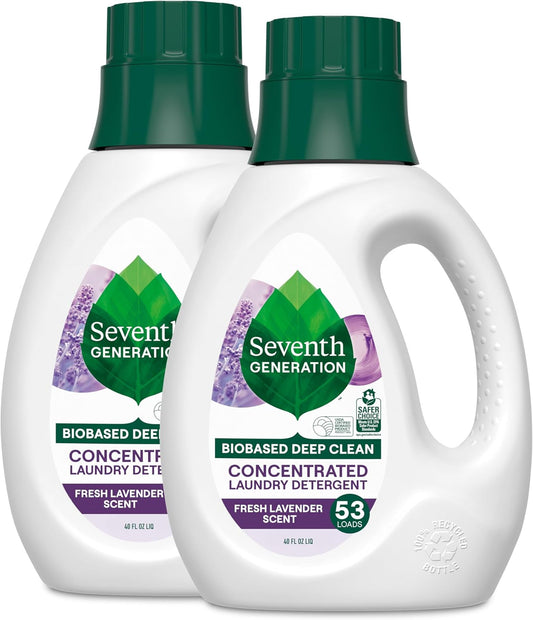 Seventh Generation Concentrated Laundry Detergent, Fresh Lavender scent, 40 oz, Pack of 2 (106 Loads)