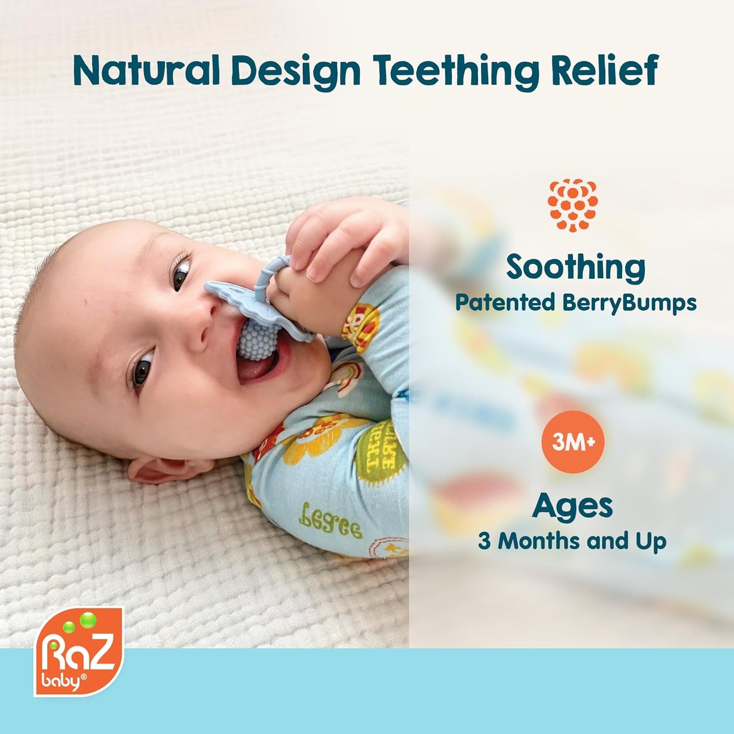 RaZbaby Monkey RaZbuddy w/RaZberry Teething Relief Pacifier – Soothes Sore Gums w/Nature-Inspired Texture, 100% BPA-Free Silicone Teether, Detachable Stuffed Animal – 3 Months+ Teether, Green