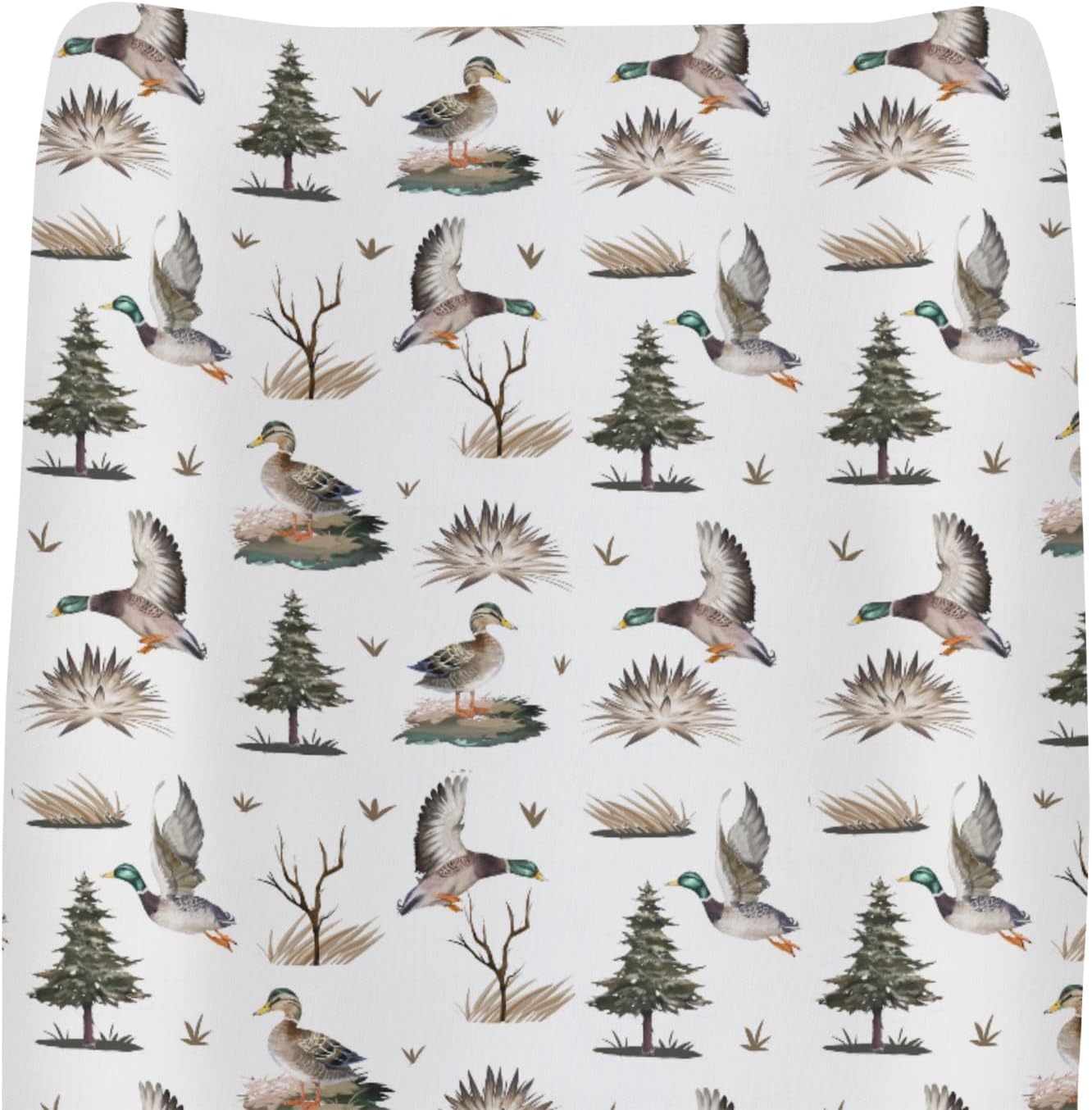 Vintage Mallard Ducks Trees Changing Pad Covers for Baby Girl Boy Duck Hunting Season Fitted Change Table Cover Mats Wild Ducks Animals Soft Diaper Changing Table Sheets 32''×16''