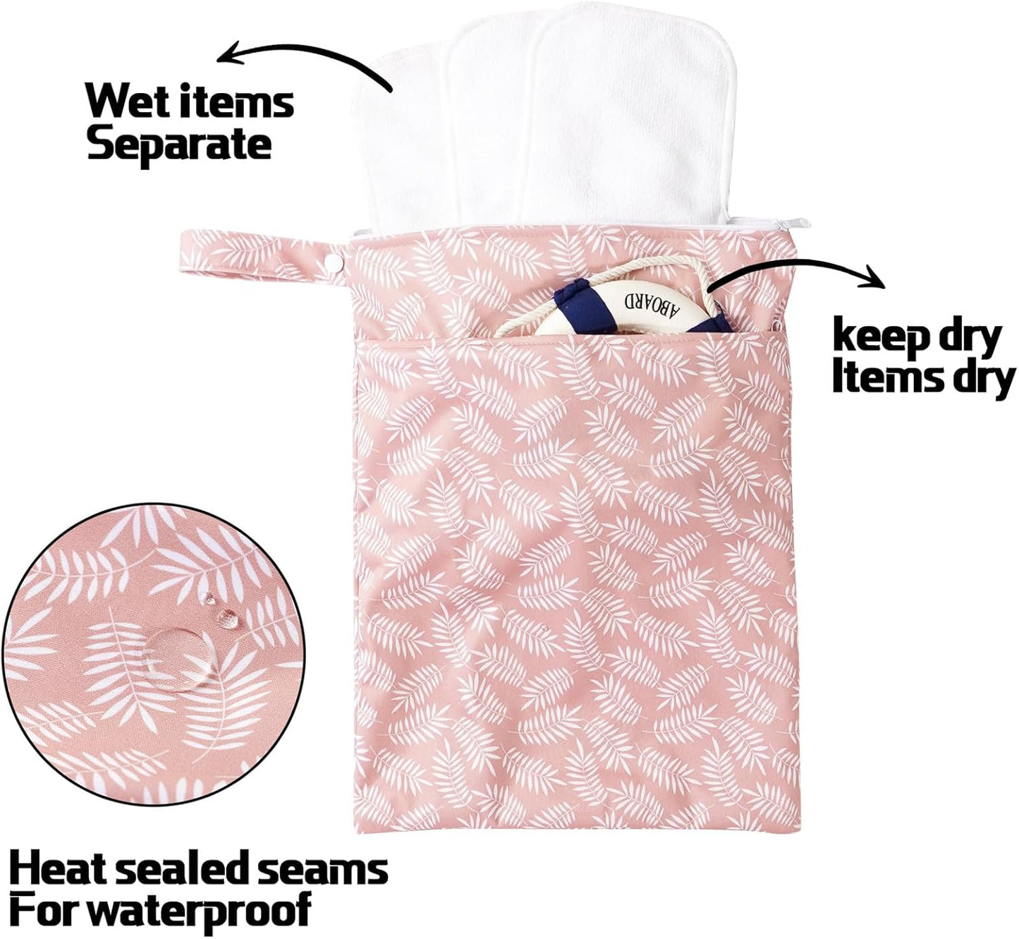 Wet Dry Bags with Two Zippered Pockets and Handle, Reusable Storage Bag for Breast Pump Parts & Baby Items, Waterproof Diaper Bags, Yoga Gym Bag for Swimsuits or Wet Clothes-2pcs, 11.8*15.75"