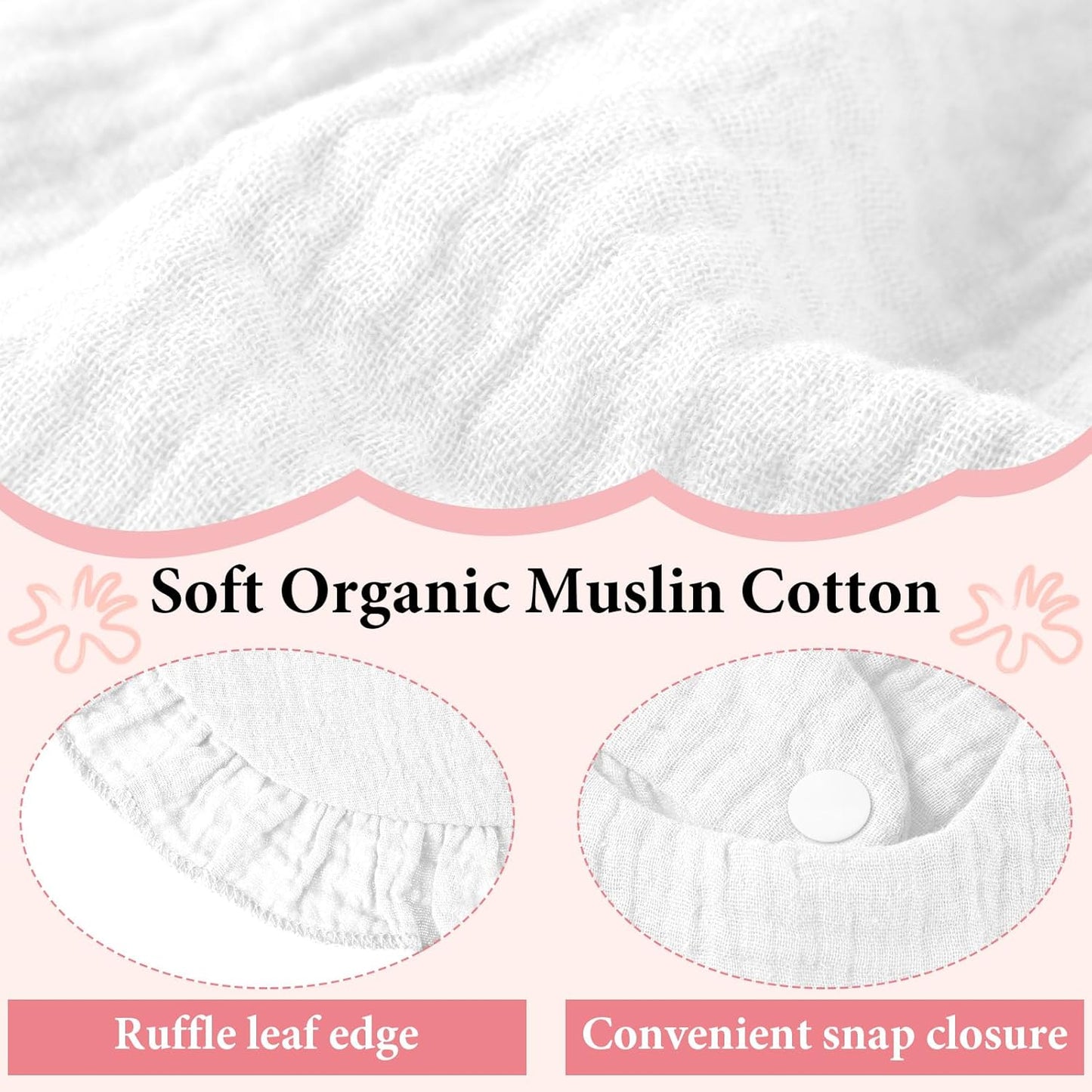 Kenning 18 Pcs Muslin Drool Baby Bibs Baby Girl Ruffle Bibs Absorbent Cotton with Snap Button for Boys Girls