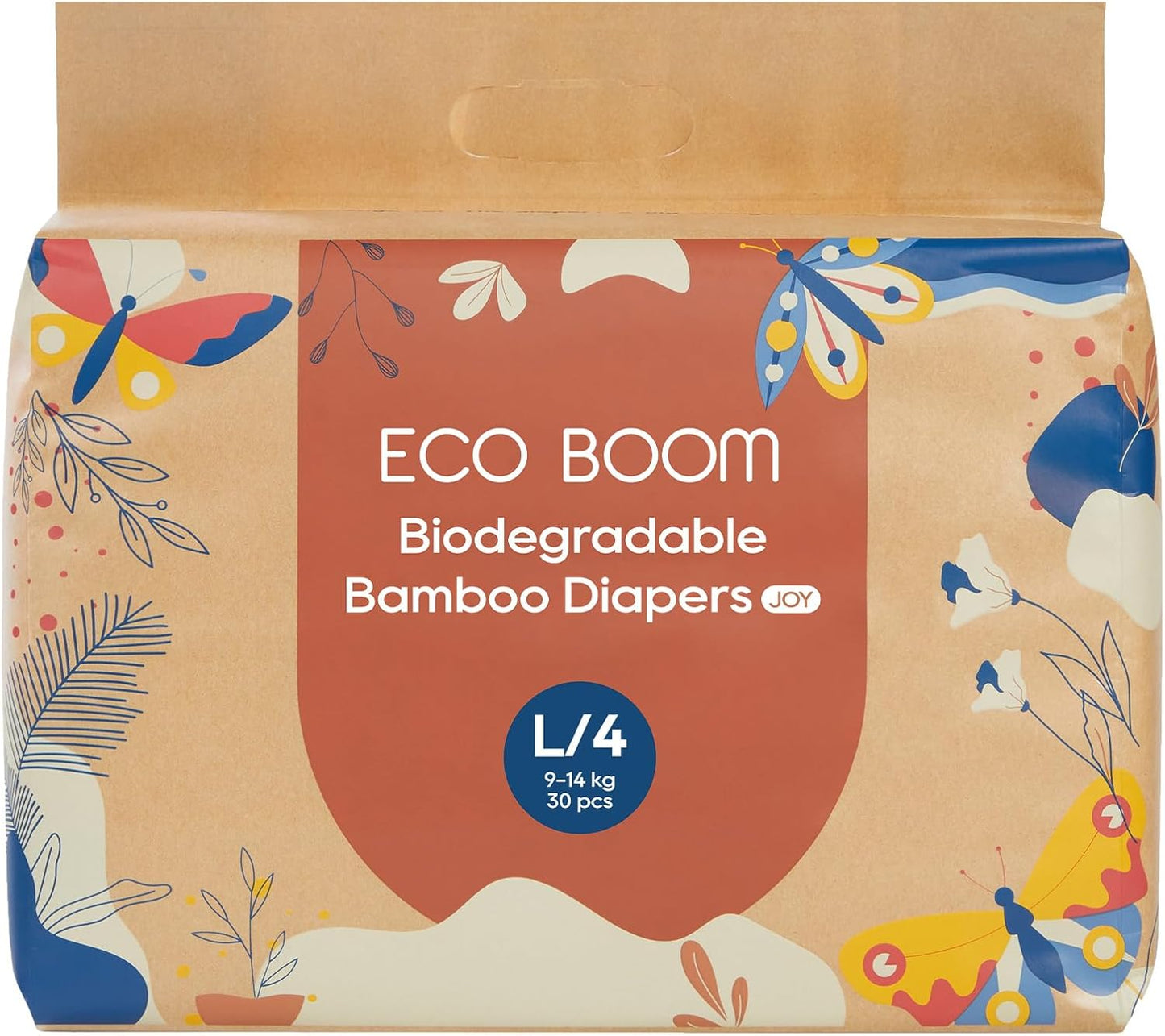 ECO BOOM Size 4 Diapers, Bamboo Viscose Diapers, Sustainable, Paper Packaging