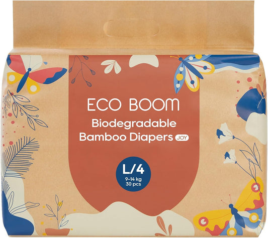 ECO BOOM Size 4 Diapers, Bamboo Viscose Diapers, Sustainable, Paper Packaging