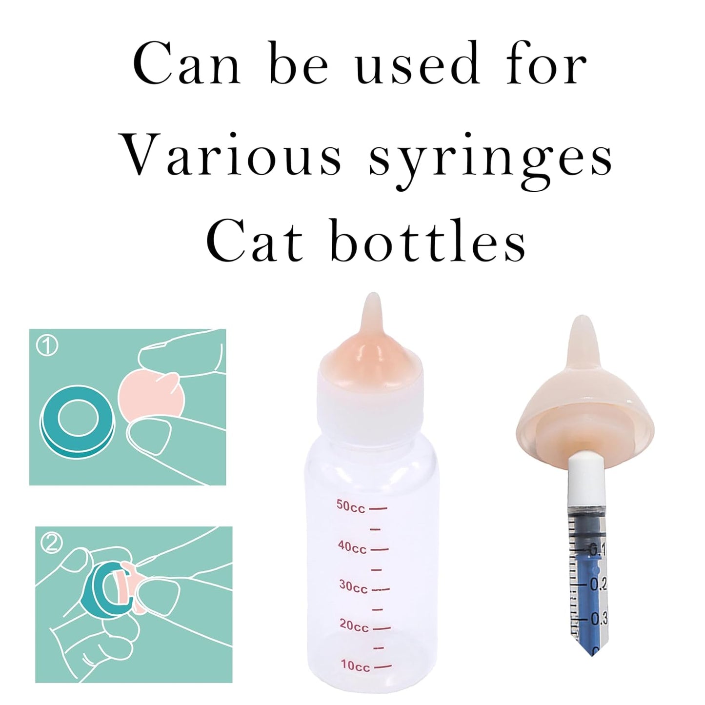 Silicone Feeding Nipples and Syringes for Newborn Kittens, Puppies, Small Animals, Rabbits Dongdong pet
