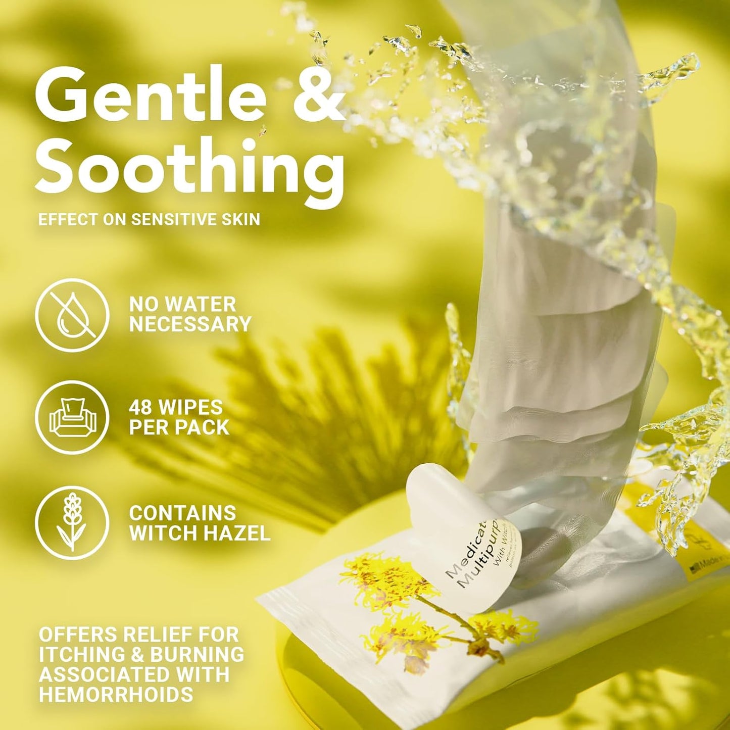 BIOPURE Witch Hazel Wipes - Astringent Hemorrhoid Wipes with Aloe Vera - Gentle and Soothing Witch Hazel Wipes Flushable - Contains 288 Medicated Wipes