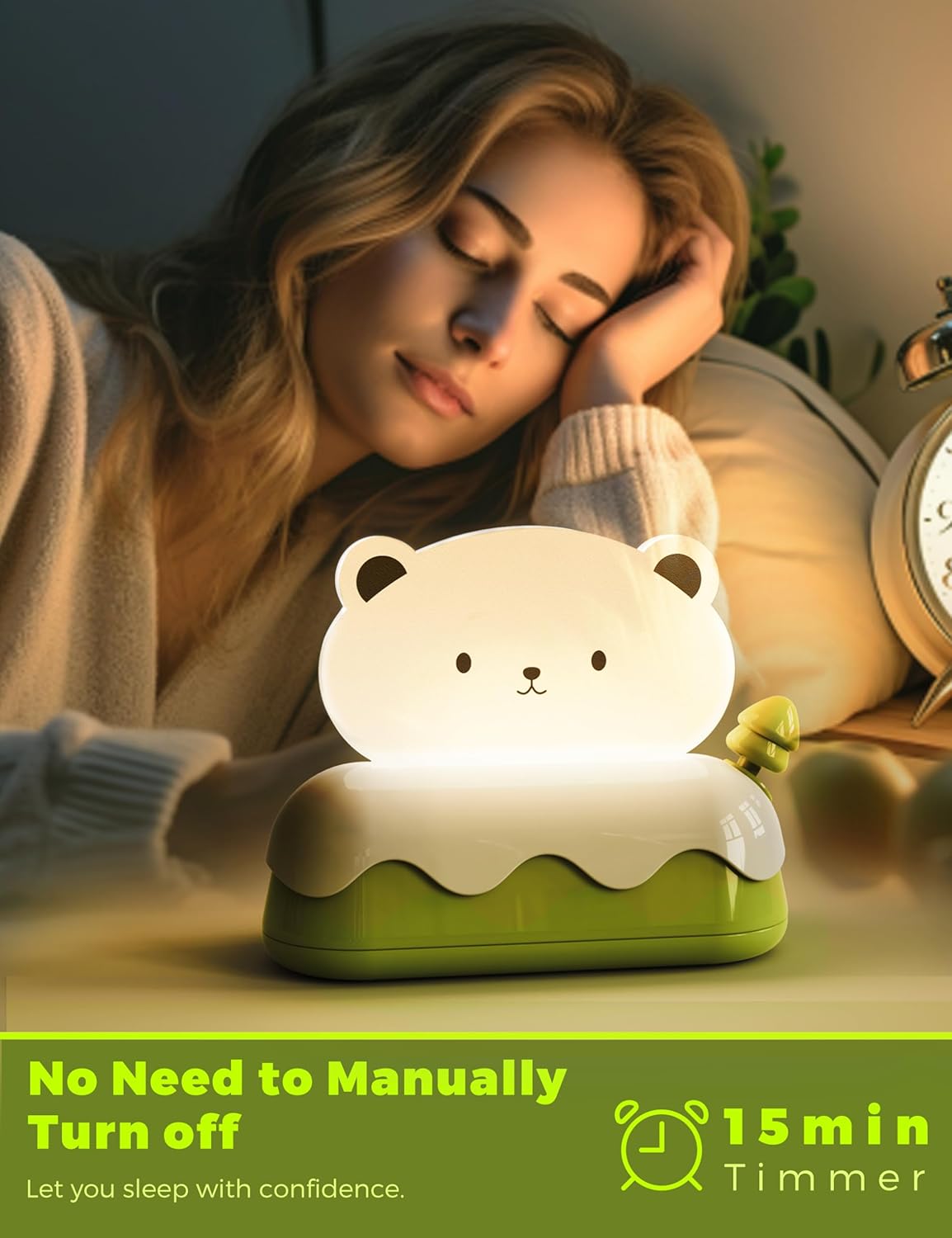 LOHAS Cute Night Light for Kids, Kawaii Bear Lamp, USB Rechargeable, Color Changing RGB, Decor for Bedroom, Nursery, Livingroom