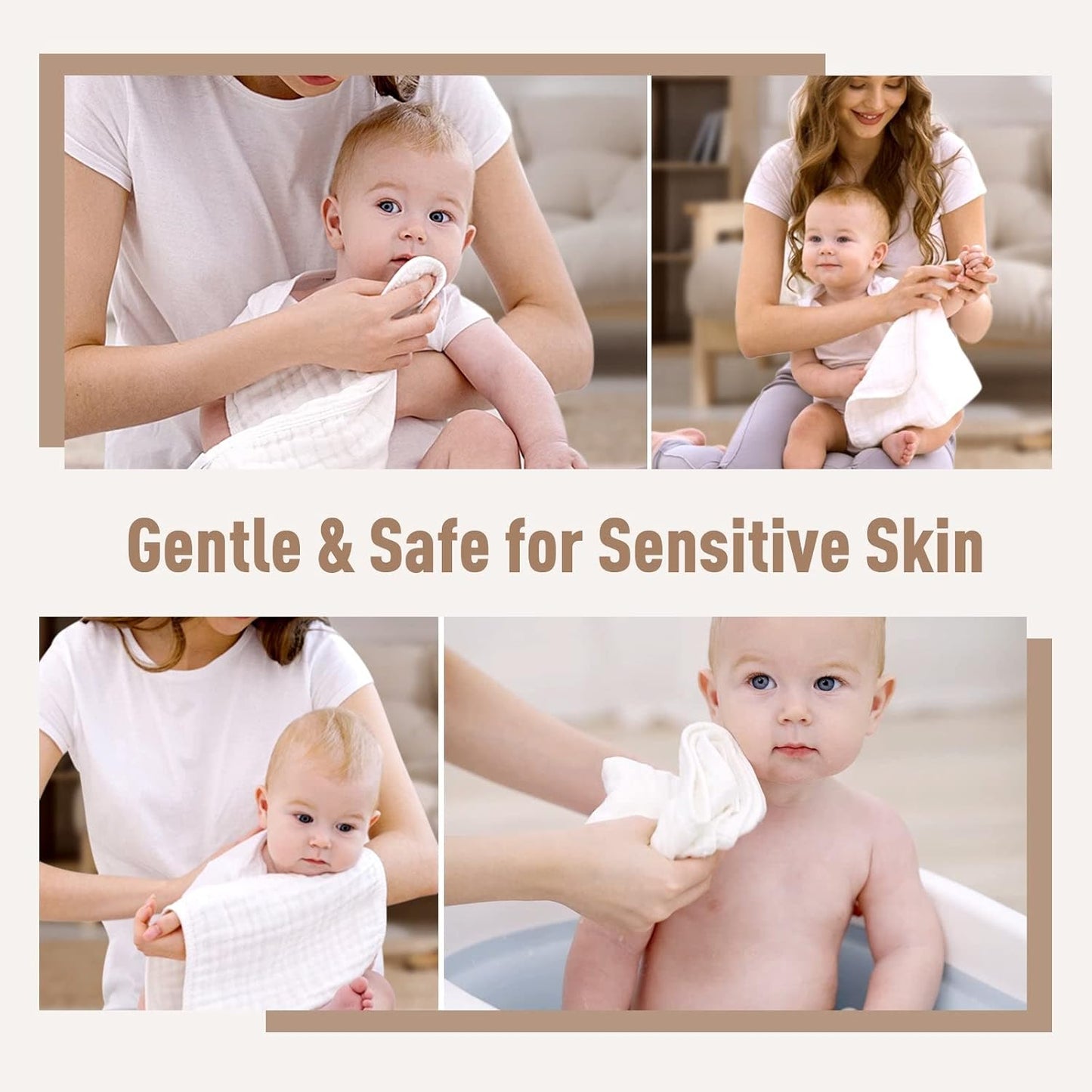 Yoofoss Muslin Burp Cloths for Baby 10 Pack 100% Organic Cotton Baby Washcloths for Boys Girls Large 20''X10'' Super Soft and Absorbent White