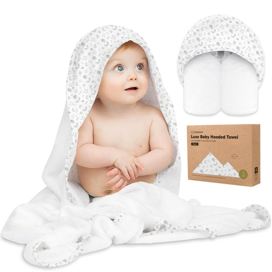 KeaBabies Hooded Baby Towel for Newborn - Viscose Derived from Bamboo Large Baby Bath Towels with Hood for Boys, Girls, Toddler, Extra Absorbent & Soft Newborn Bath Essentials (Laurel, Regular)