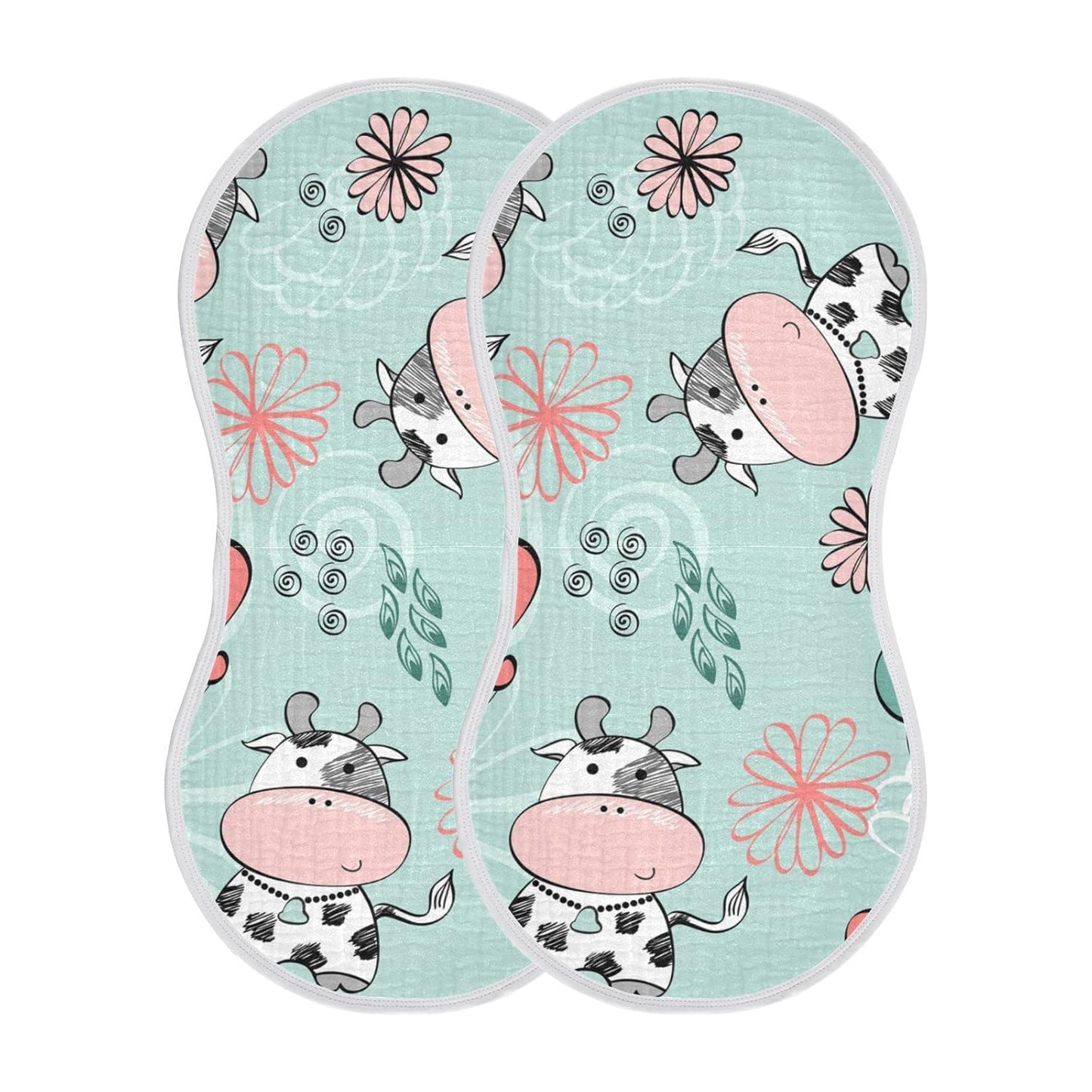 Kigai Cow Muslin Baby Burp Cloths, Large Absorbent Cotton Muslin Burp Cloths Set of 1, Washcloths, Face Towel, Bibs for Newborn Boys Girls, 11 x22 Inch
