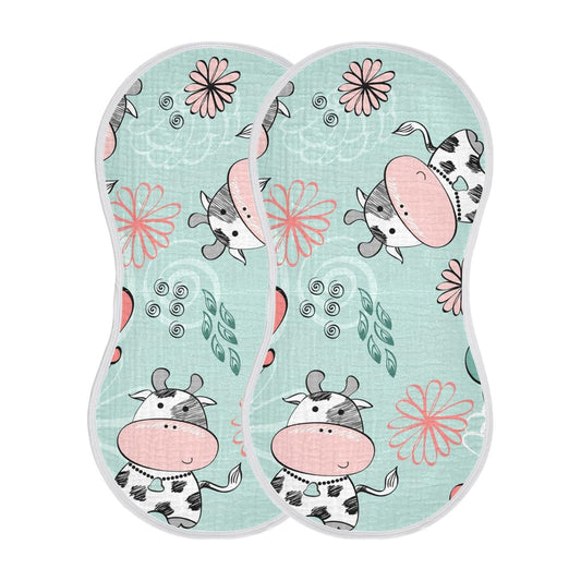 Kigai Cow Muslin Baby Burp Cloths, Large Absorbent Cotton Muslin Burp Cloths Set of 1, Washcloths, Face Towel, Bibs for Newborn Boys Girls, 11 x22 Inch
