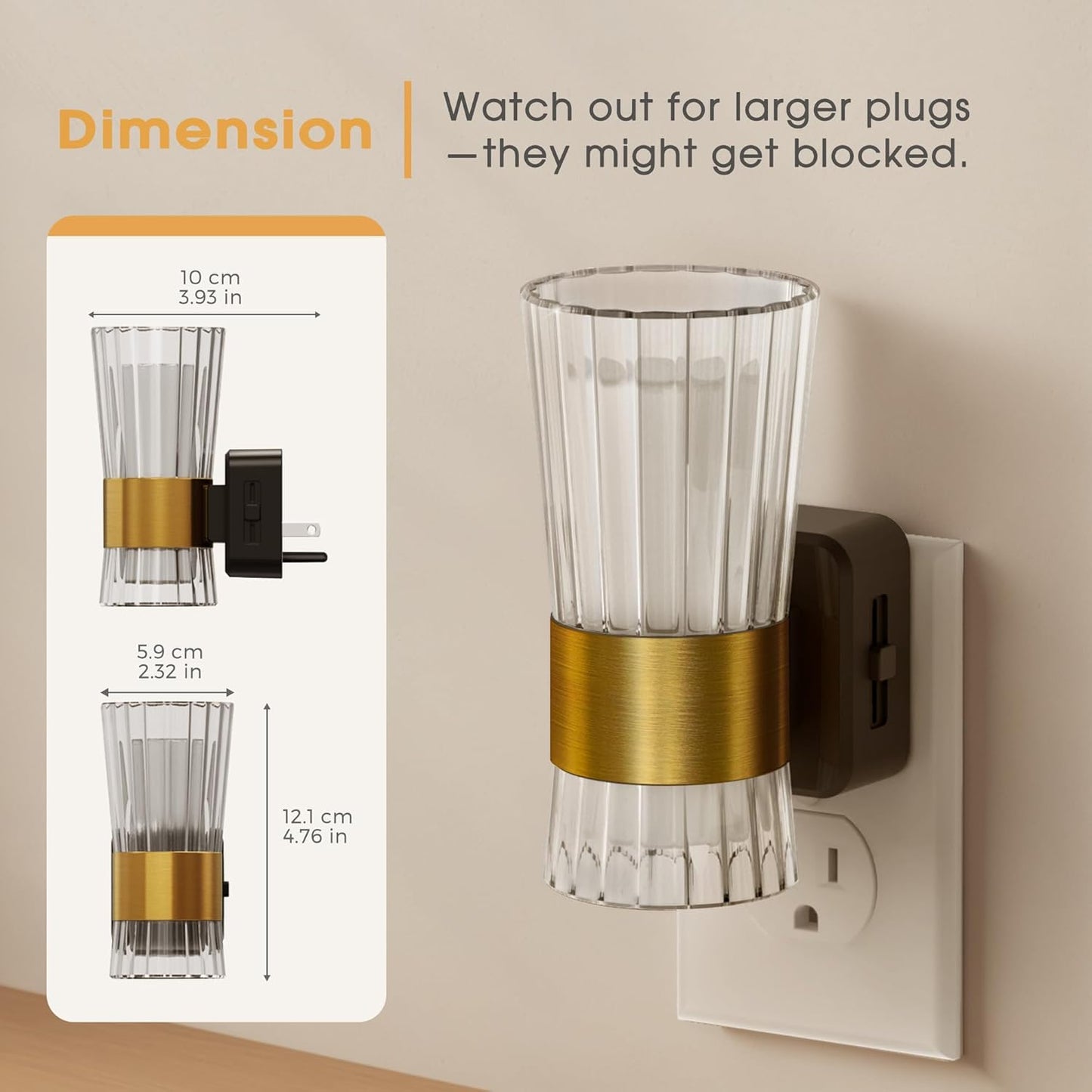 Night Lights Plug into Wall, Home Decor, Decorative Night Light with Dusk to Dawn Light Sensor, Daylight White 5000K, 0-100LM Adjustable Brightness, Unique Design for Use in Bedroom, Hallways, 2 Pack