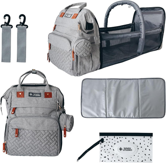 Baby Diaper Bag Backpack with Changing Station, Large Capacity, USB Port, Pacifier Case, Mosquito Net & Wipes Bag Stylish Travel Bag for Boys, Girls, Moms & Dads, Shower Gift