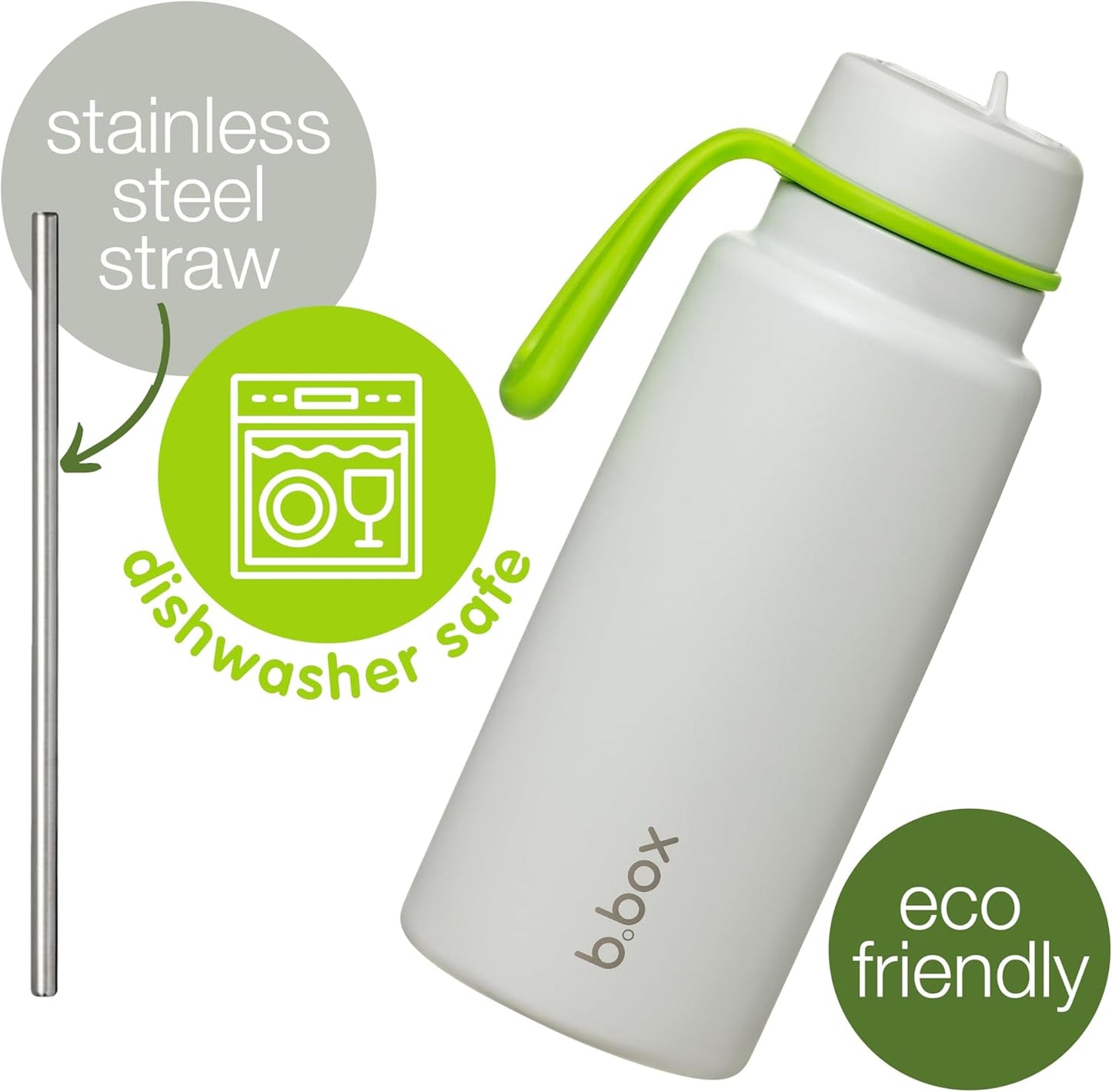 b.box Triple Insulated 34oz Water Bottle w/Stainless Steel Straw. 46 Hours Cold. Leak Proof Tumbler with Lid and Straw for Travel, Gym & School. BPA Free Sports Water Bottles.