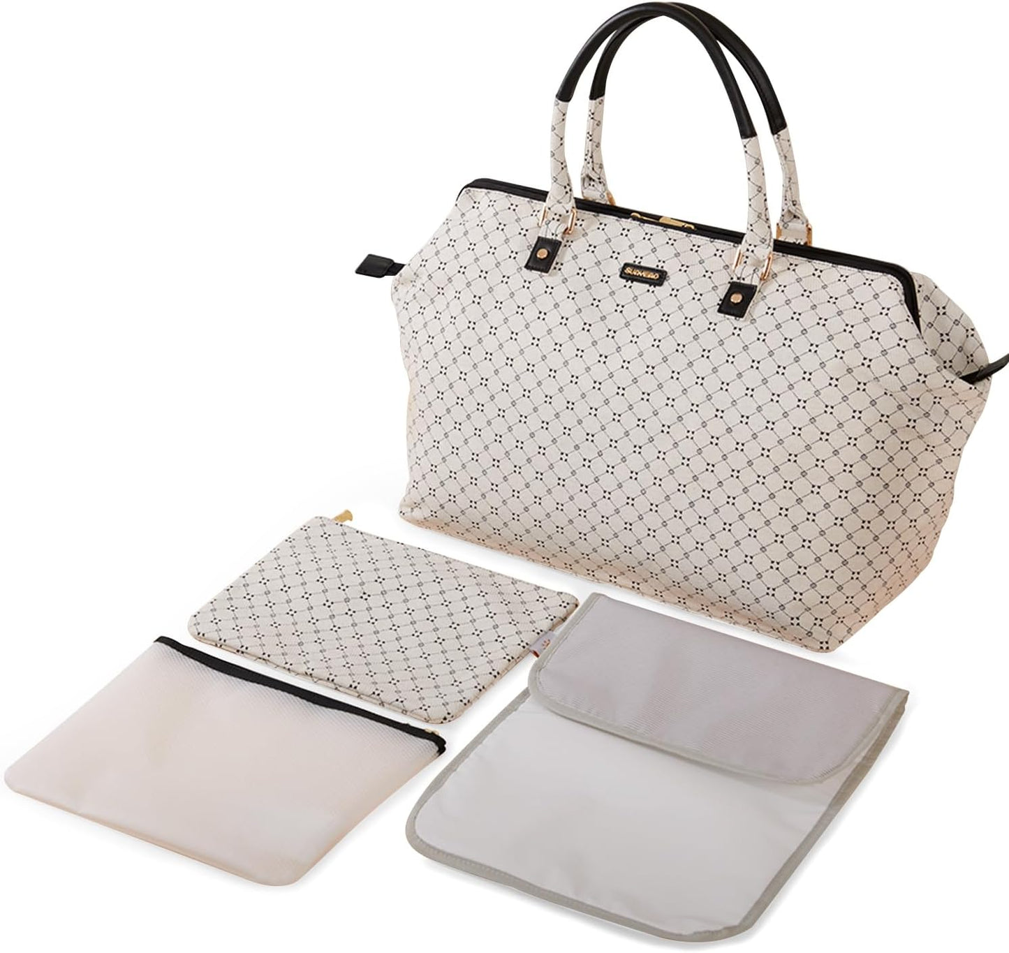 SUNVENO Large Diaper Bag Tote, Mommy Weekender Travel Bag for Mom & Baby, with 2 Pouches, Changing Pad & Luggage Sleeve