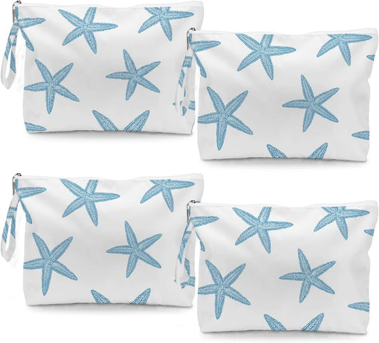 Fokongna 4PCS Favors Starfish Wet Bag Wet Dry Bag Beach Bags for Swimsuit Toiletry Bags Travel Essentials For Women, Beach Travel Gym for Swimsuit Dirty Diaper Gifts