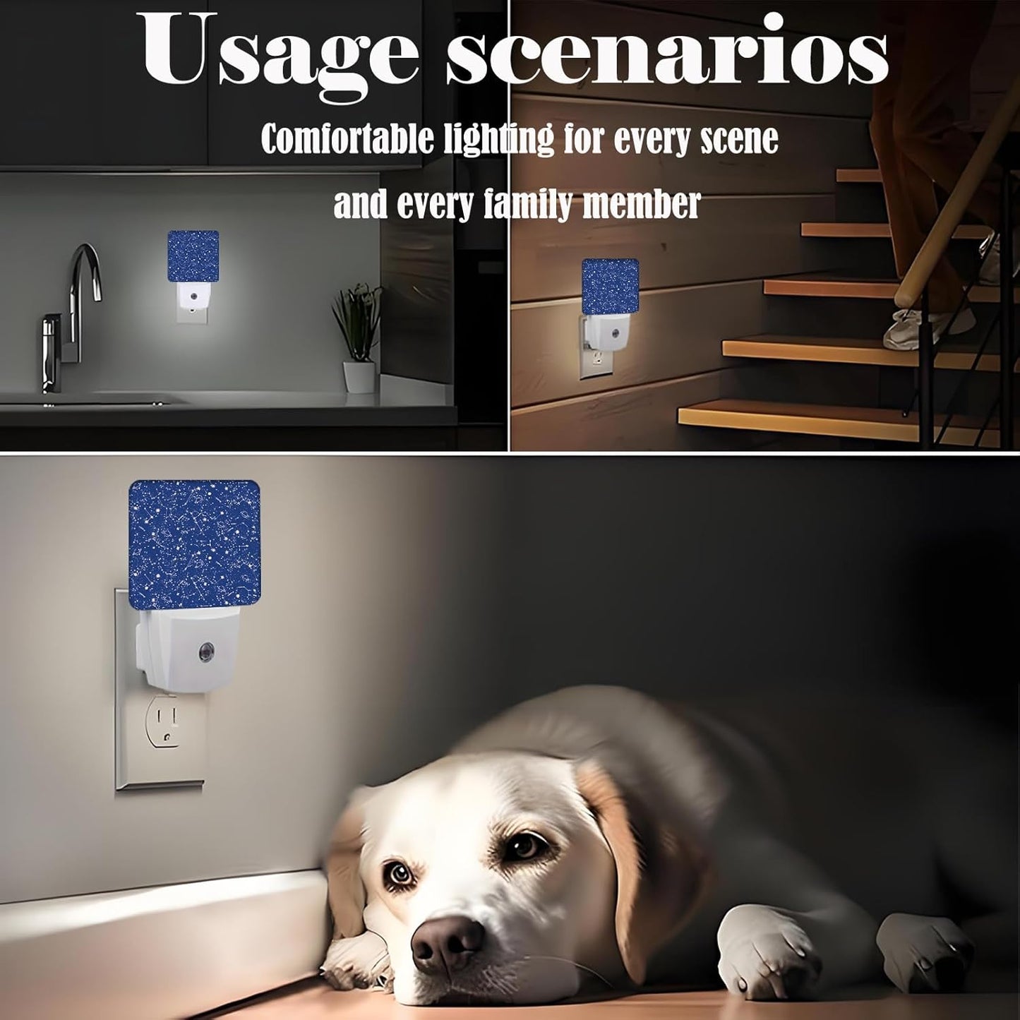 Star Map Night Light,Plug Into Wall for Boys Girls Bedroom Decorative Square Night Light Lamp 0.5w Sleep Friendly