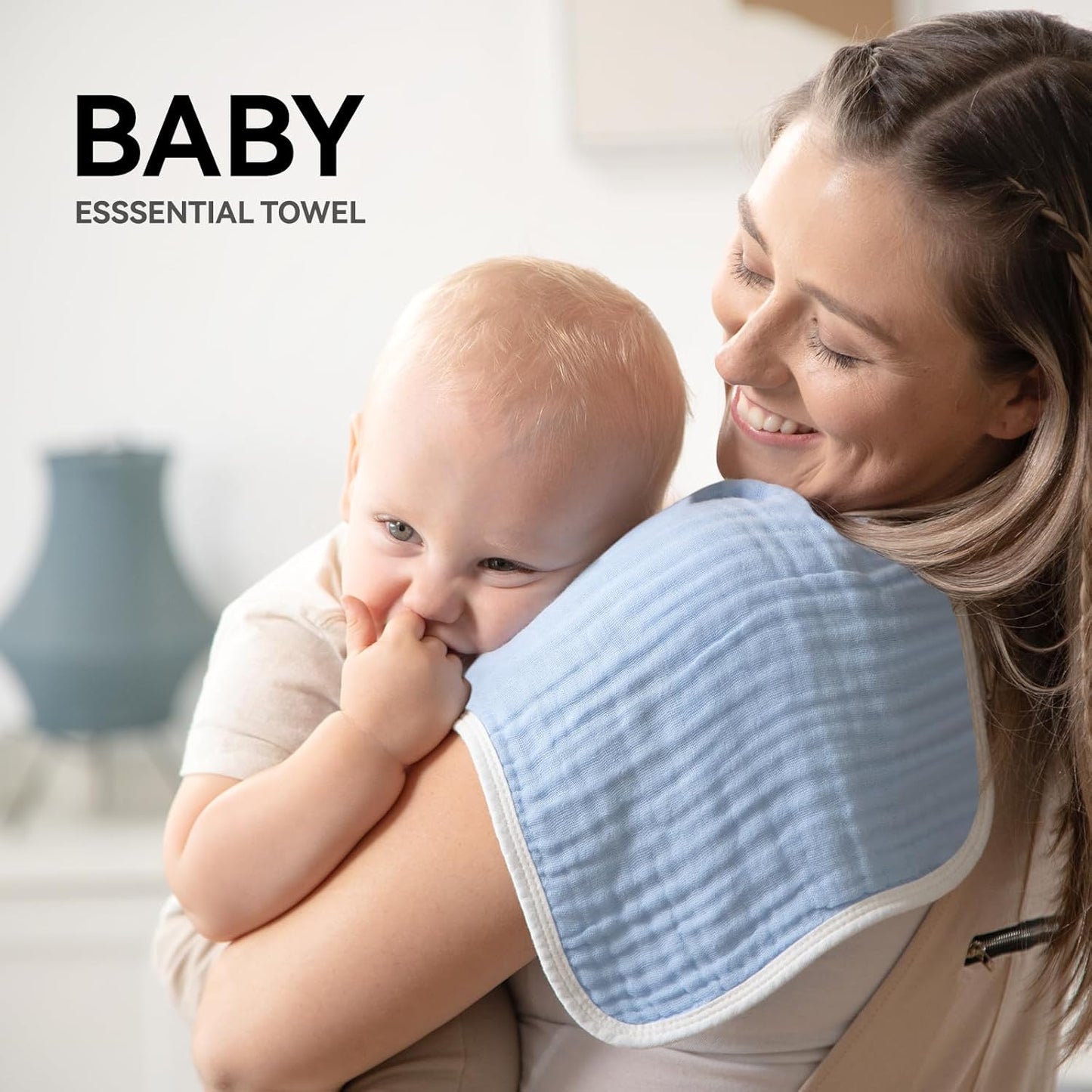 Synrroe Burp Cloths Large, Muslin Burp Cloths for Baby Girls and Boys, Pack of 10 Extra Absorbent and Soft Muslin, 6 Layers 20 by 10 Inches 100% Cotton (Blue 10 Pack)