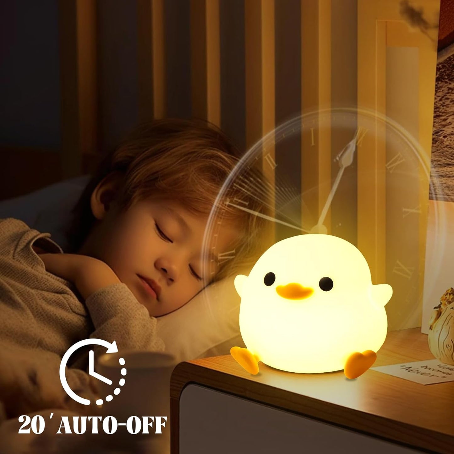 YuanDian Dodo Duck LED Night Light - Cute Silicone Duck Lamp for Bedrooms, Living Room - Rechargeable, Touch Sensor Bedside Table Lamp