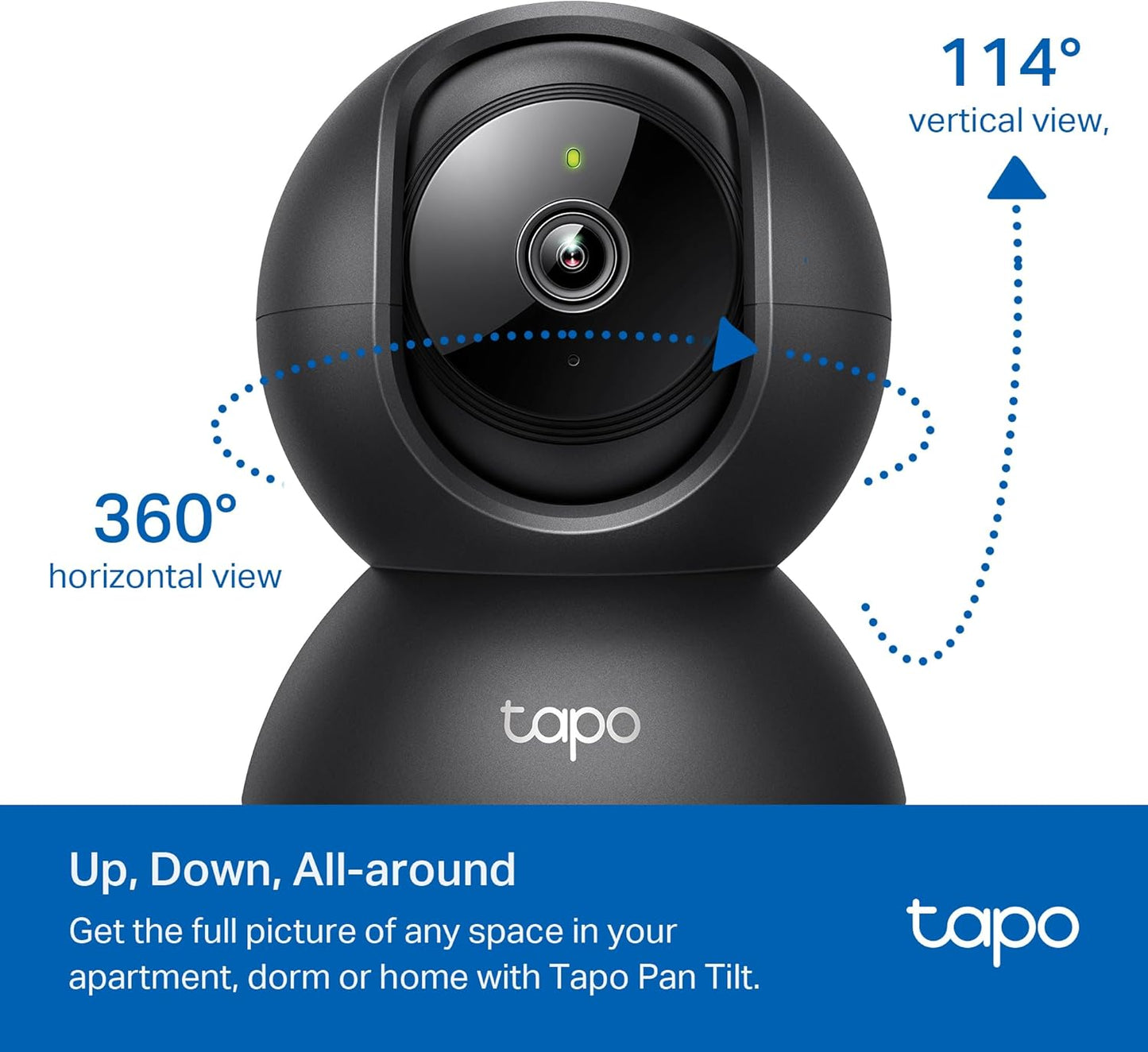 Tapo by TP-Link Pan/Tilt Security Camera for Baby Monitor, Pet Camera w/Motion Detection, 1080P, 2-Way Audio, Night Vision, Cloud & SD Card Storage, Works with Alexa & Google Home, Black (Tapo C201)