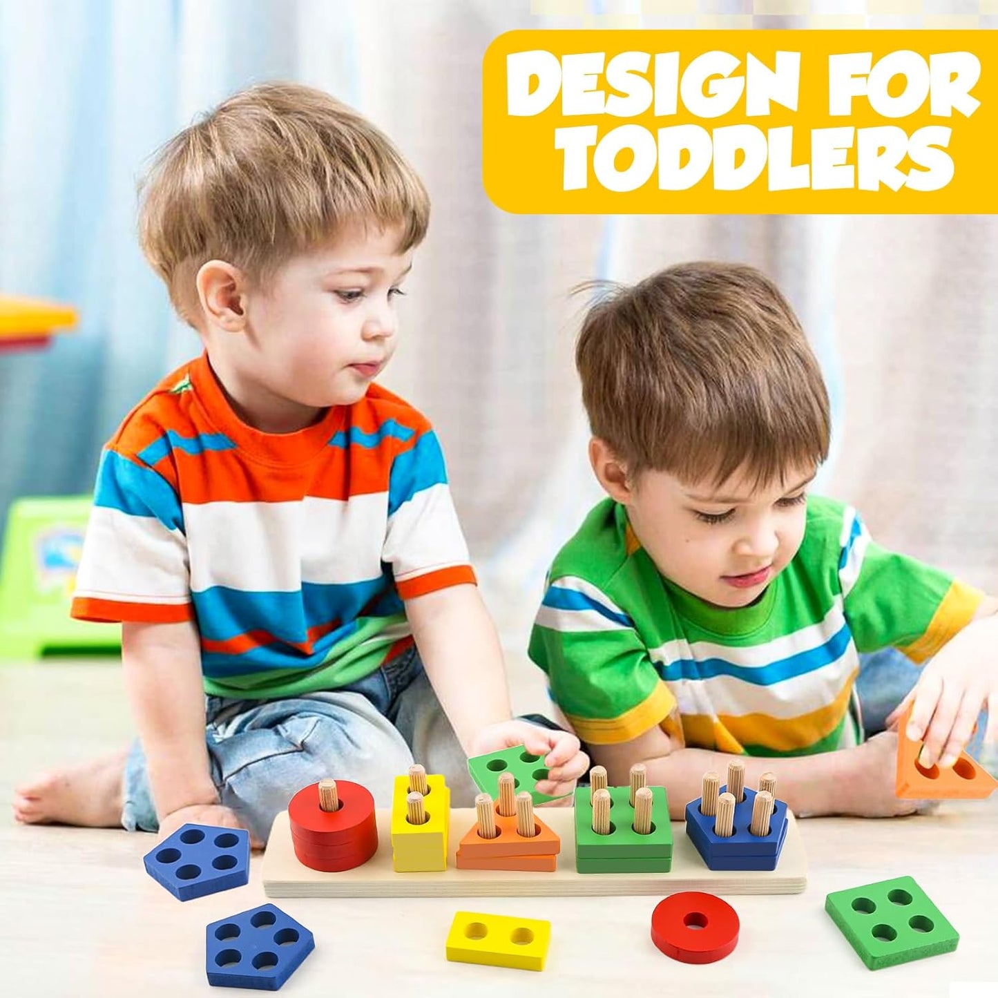 Montessori Toys for 1 2 3 Year Old Girls Boys, Wooden Sensory Toys for 1-3 Year Old Birthday Gifts, Education Toddler Puzzles Toddler Easter Basket Stuffers Learning Toy Activities Puzzles Ages 1-3