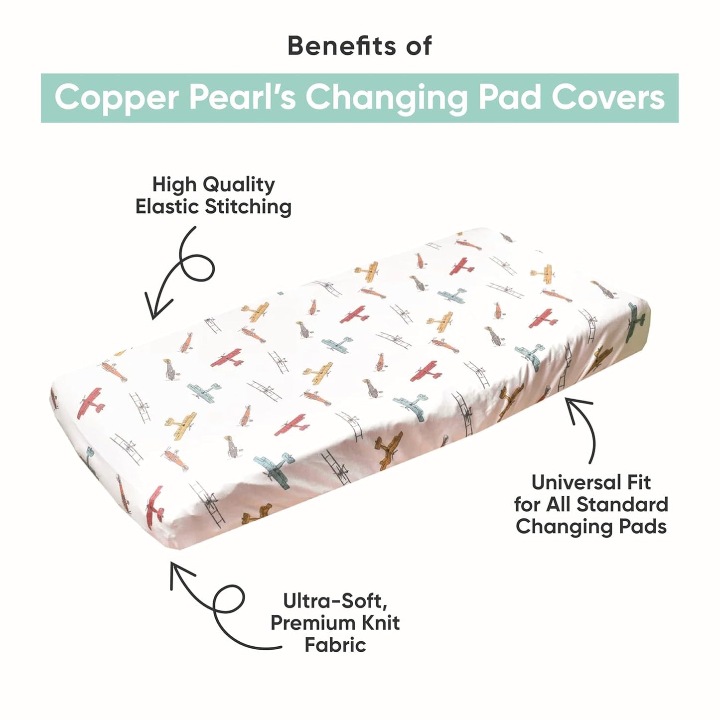 Copper Pearl Premium Knit Changing Pad Cover : Soft, Stylish, and Universal Fit for All Standard Diaper Changing Pads, Trendy Design Changing Pad Covers, Wizarding World™