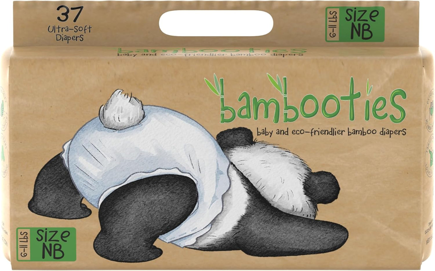 Bamboo Baby Diapers, Totally Chlorine Free for Sensitive Skin for Newborns to XXL. Hypoallergenic & Non Toxic Eco Friendlier Plant-Based Materials. TCF NB Newborn Size (37 ct)