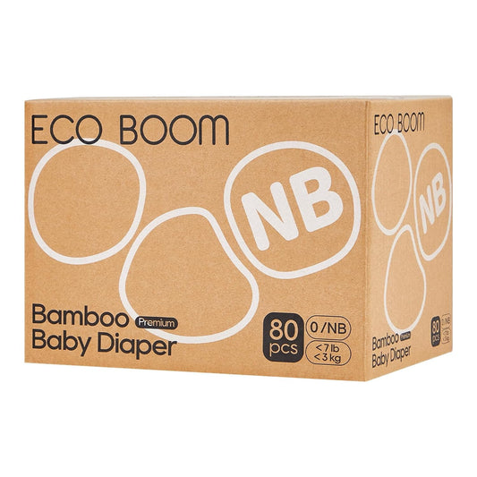 ECO BOOM Preemie Diapers, Viscose from Bamboo Diapers, Natural Soft Disposable Nappies for Infant, Size 0 Suitable for up to 7 lbs (Newborn - 80 Count)
