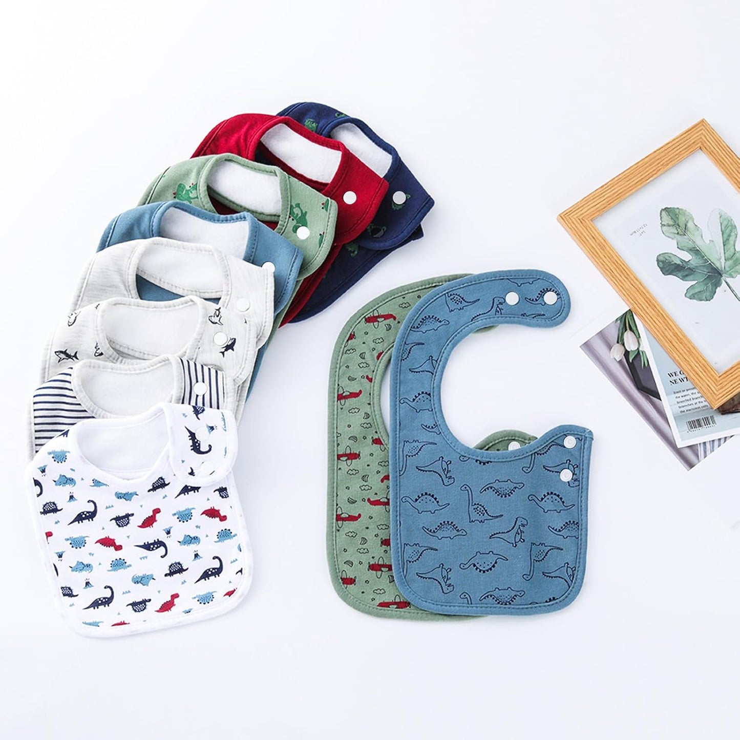 Hakochia Waterproof Baby Bibs Organic Cotton Super Soft and Absorbent With Adjustable Snap for Baby Boys and Girls