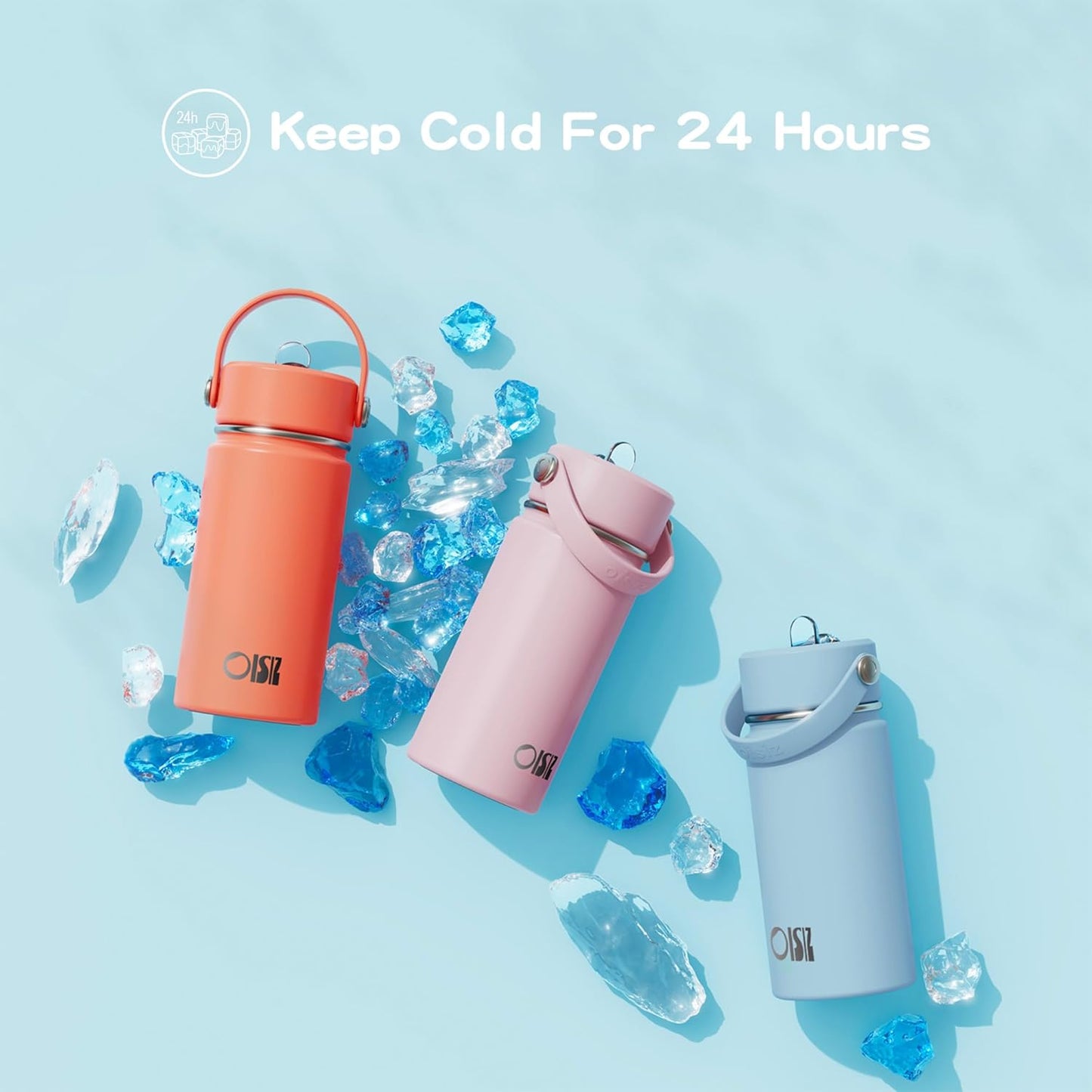 OISIZ Kids Water Bottle 10oz - Vacuum Insulated 316 Stainless Steel With Straw Lid for School, Leakproof, BPA Free, Keeps Cold for 24 Hours