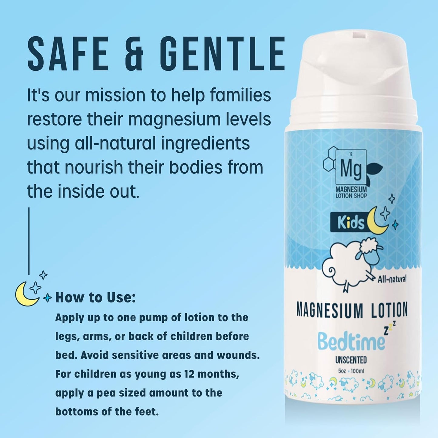 Unscented Magnesium Lotion for Kids | Each 5oz Bottle is Proudly Made in America | 250mg in each Teaspoon | We use Natural Shea Butter in Our Paraben-Free Magnesium Lotion for Sleep