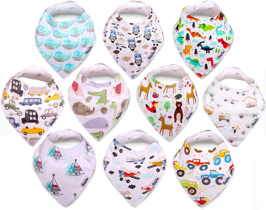 Organic Cotton Baby Bibs for Boys & Girls – Soft, Absorbent Teething & Drool Bibs - Adjustable Snaps for Toddlers