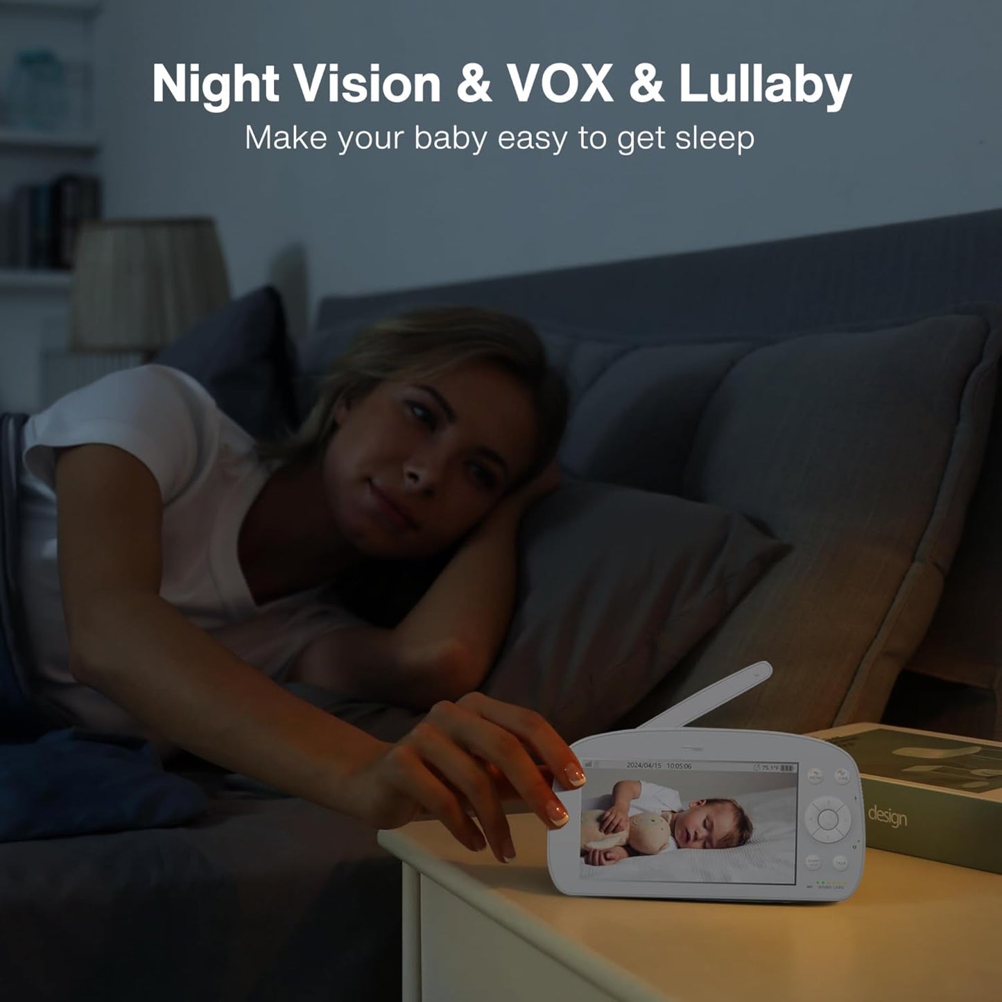 2025 Upgraded Baby Monitor with Night Lamp, 5'' IPS Screen Video Baby Monitor with Pan-Tilt-Zoom Camera No WiFi, HD Night Vision, 2-Way Talk, Lullaby Player, 4500mAh Battery (BBM-04)