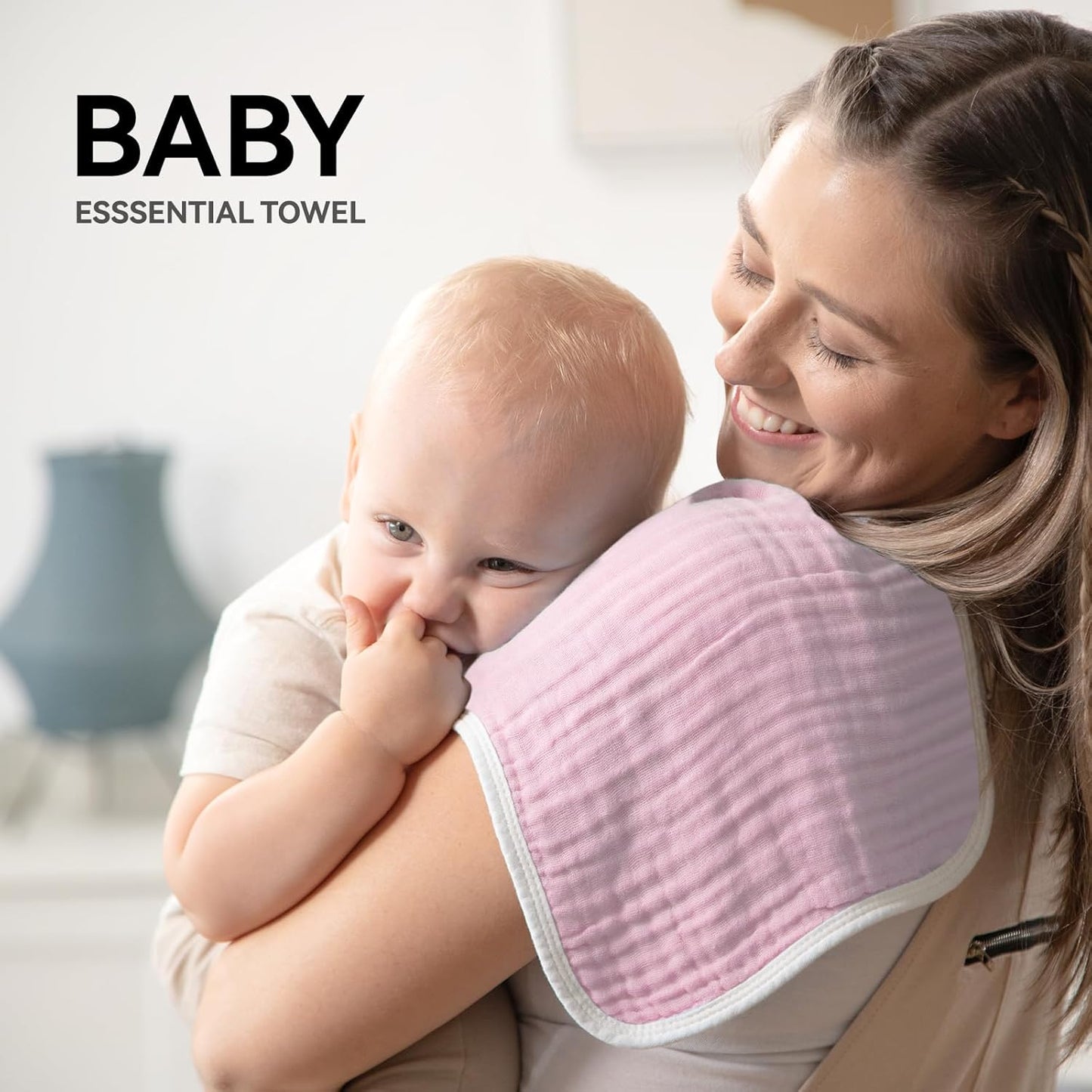 Synrroe Burp Cloths Large, Muslin Burp Cloths for Baby Girls and Boys, Pack of 10 Extra Absorbent and Soft Muslin, 6 Layers 20 by 10 Inches 100% Cotton (Pink-White 10 Pack)