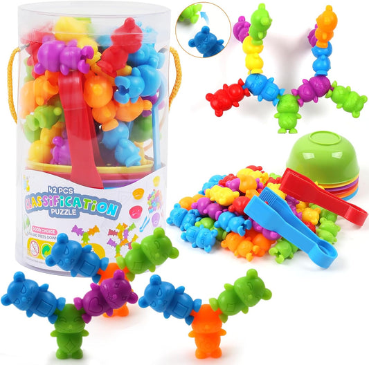 UNIQUE KIDS Stacking Mouse Counting and Matching Game with Sorting Cups – Educational Montessori Toy for Color Classification, Sensory Development, and Learning for Toddlers and Preschoolers Age 3+