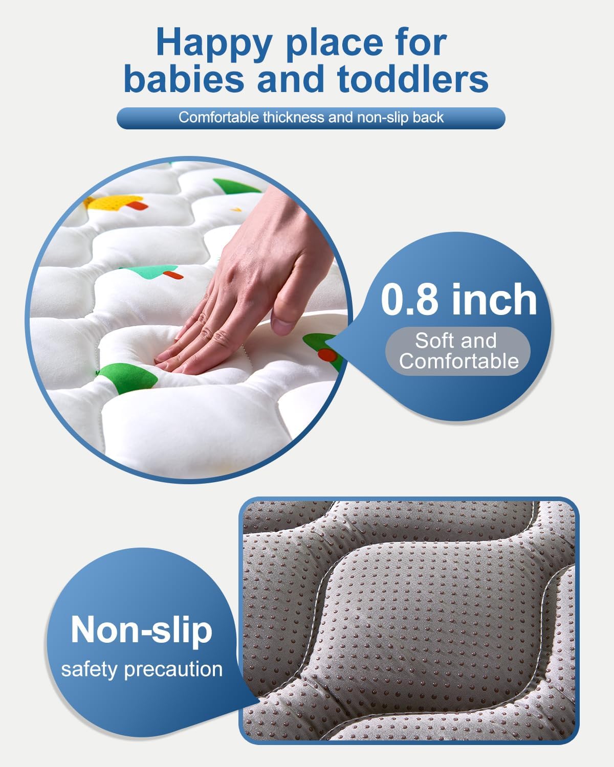 Odorless Premium Foam Baby Play Mat, Soft Microfiber Fabric Crawling Mat for Floor- Comfortable and Hypoallergenic, Non-Slip Cushioned Floor Playpen mat for Infants,Babies,Toddlers