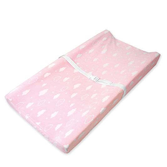 American Baby Company Heavenly Soft Chenille Fitted Contoured Changing Pad Cover, 3D Pink Cloud, for Girls