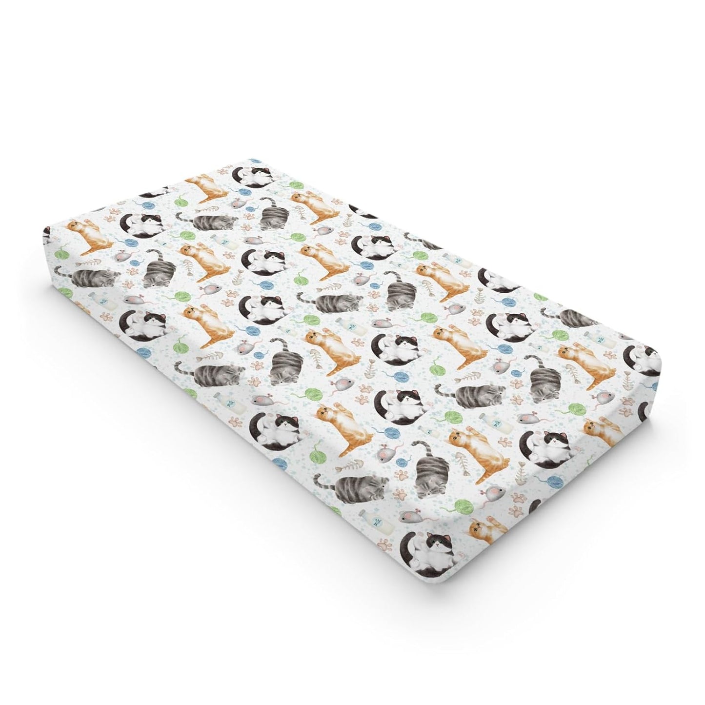 Watercolor Cats Changing Pad Covers Cute Cats Paws Milk Baby Changing Table Sheet for Boy Girl Cats Lovers Gift Soft Breathable Stretch Fitted Diaper Changing Pad Table Mats Nursery Bedding 32''x16''