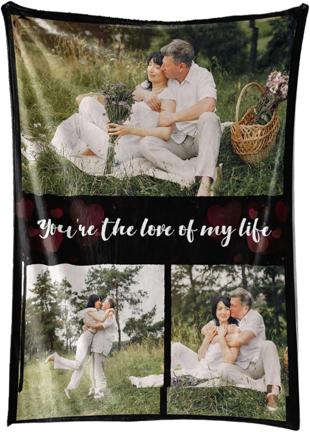 Personalized Blanket with Photos Text Custom Blanket with Picture Customizable Flannel Blankets Gifts for Mom Dad Couple Girlfriend Boyfriend Wife Husband