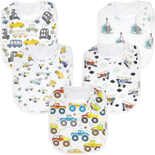Organic Cotton Baby Bibs for Boys & Girls – Soft, Absorbent Teething & Drool Bibs - Adjustable Snaps for Toddlers