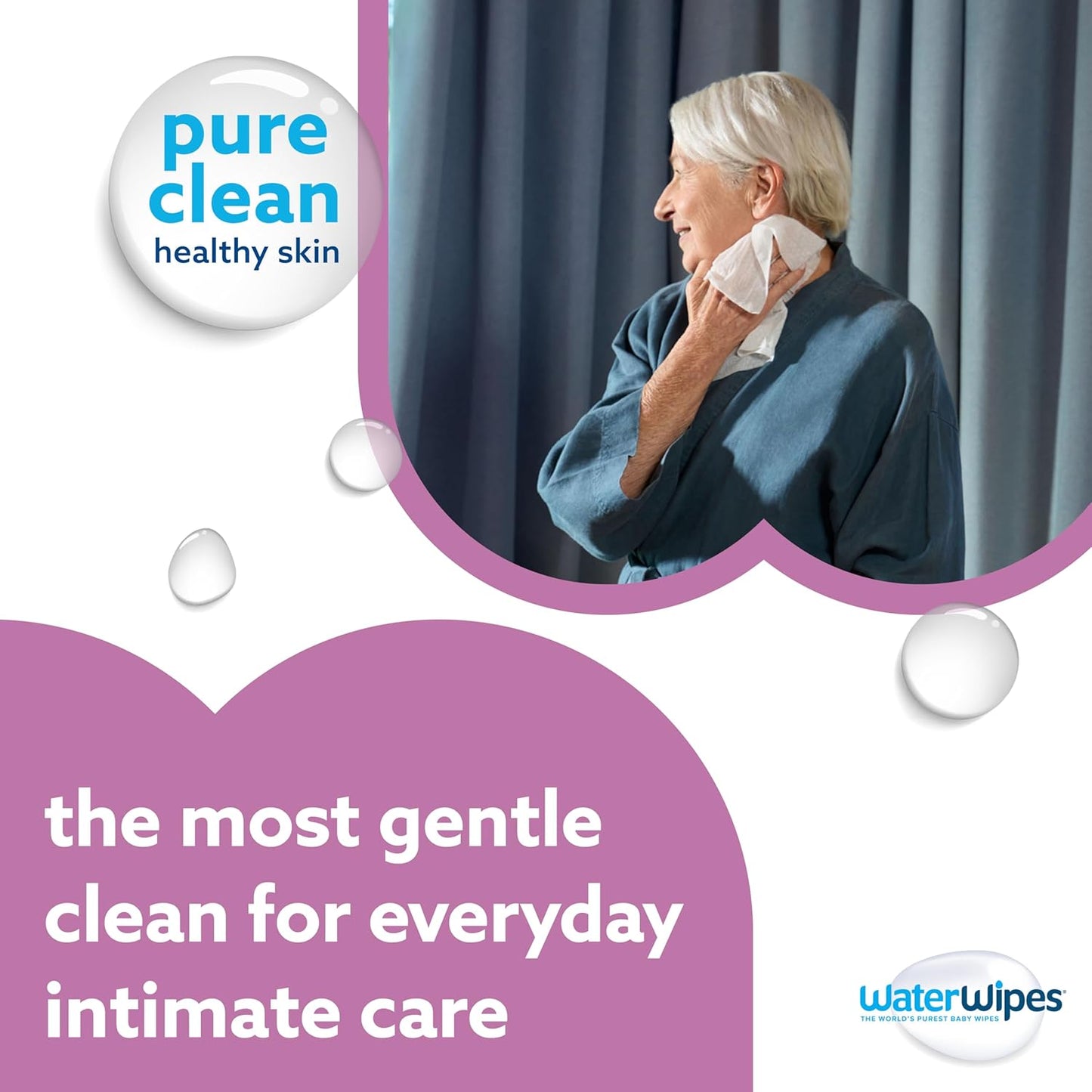 WaterWipes Sensitive+ Body & Intimate Wipes, 3-In-1 Cleans, Cares, Protects, 99.9% Water, Unscented & Hypoallergenic Hygiene Wet Wipes, Adult Care,180 Wipes (6 Packs)