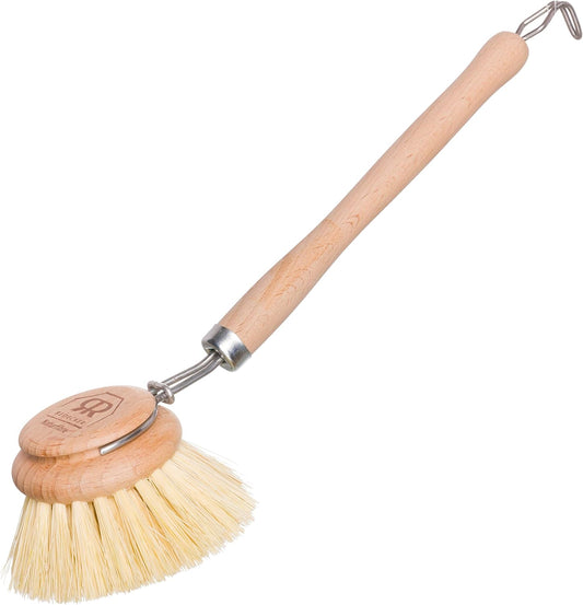 REDECKER Tampico Fiber Bristle 2-Inch All-Purpose Kitchen Dish Scrub Brush with Beechwood Handle - Bamboo Dish Brush Alternative for Pots, Pans, and Kitchen Utensils - Wood Dish Brush
