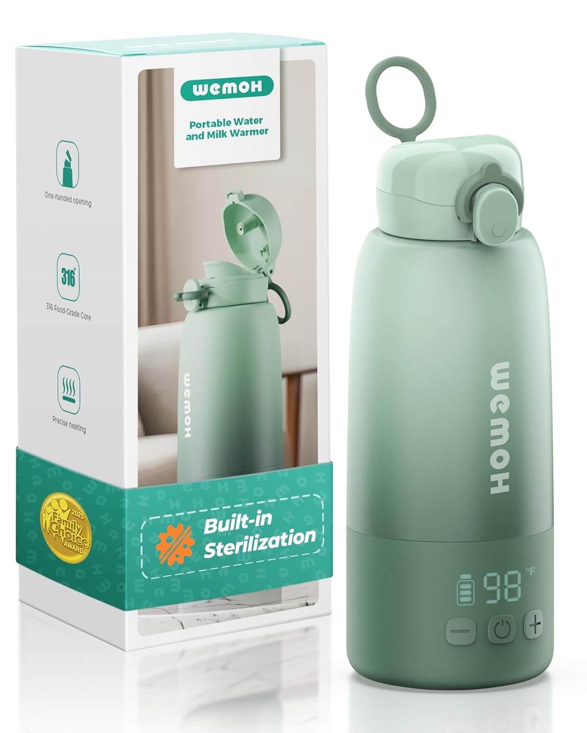 Upgraded Portable Bottle Warmer for Travel with Self-Clean Function, Precise Temp Control & 8 Feeds per Charge, 16oz Bottle Warmer On-The-Go Parents, 100W Fast Heating for Breast Milk & Formula