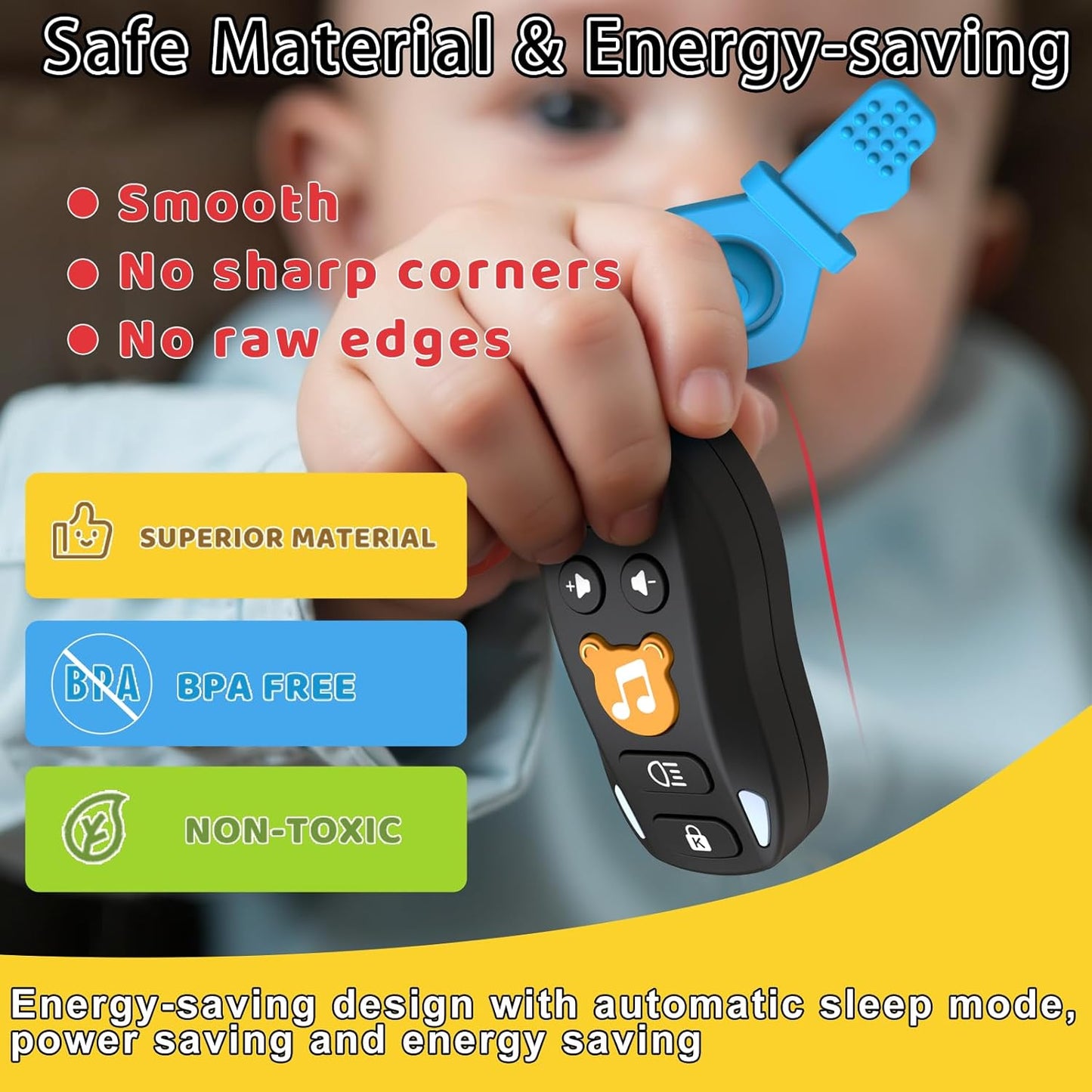 Baby Keys Toy - Baby Toy Car Keys Toddlers Pretend Keys with Music & Light Interactive Musical Sensory Learning Toys Birthday Gifts for Boys Girls Infant Kid Age 6+ Months