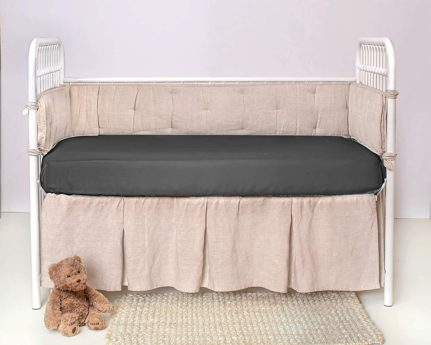 Crib Fitted Sheet by Pure Bamboo, Genuine 100% Organic Viscose Derived from Bamboo, Luxuriously Soft, Ultimate Cooling, Fits Standard Size Crib Mattress (Charcoal)