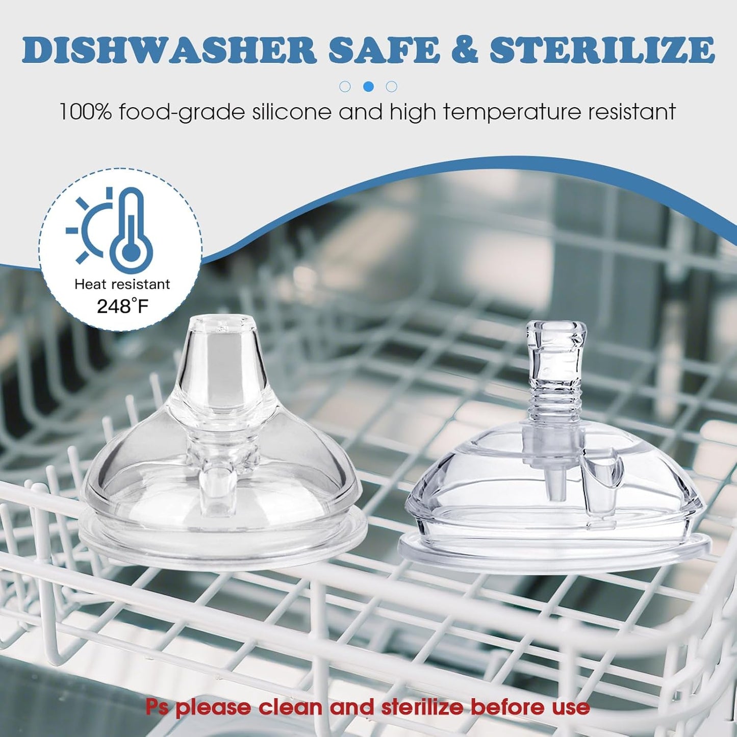 Spout Sippy Cup Nipples for Comotomo Baby Bottles, Transition Cup Food Grade Silicone Soft Nipple, 6m+, Pack of 4