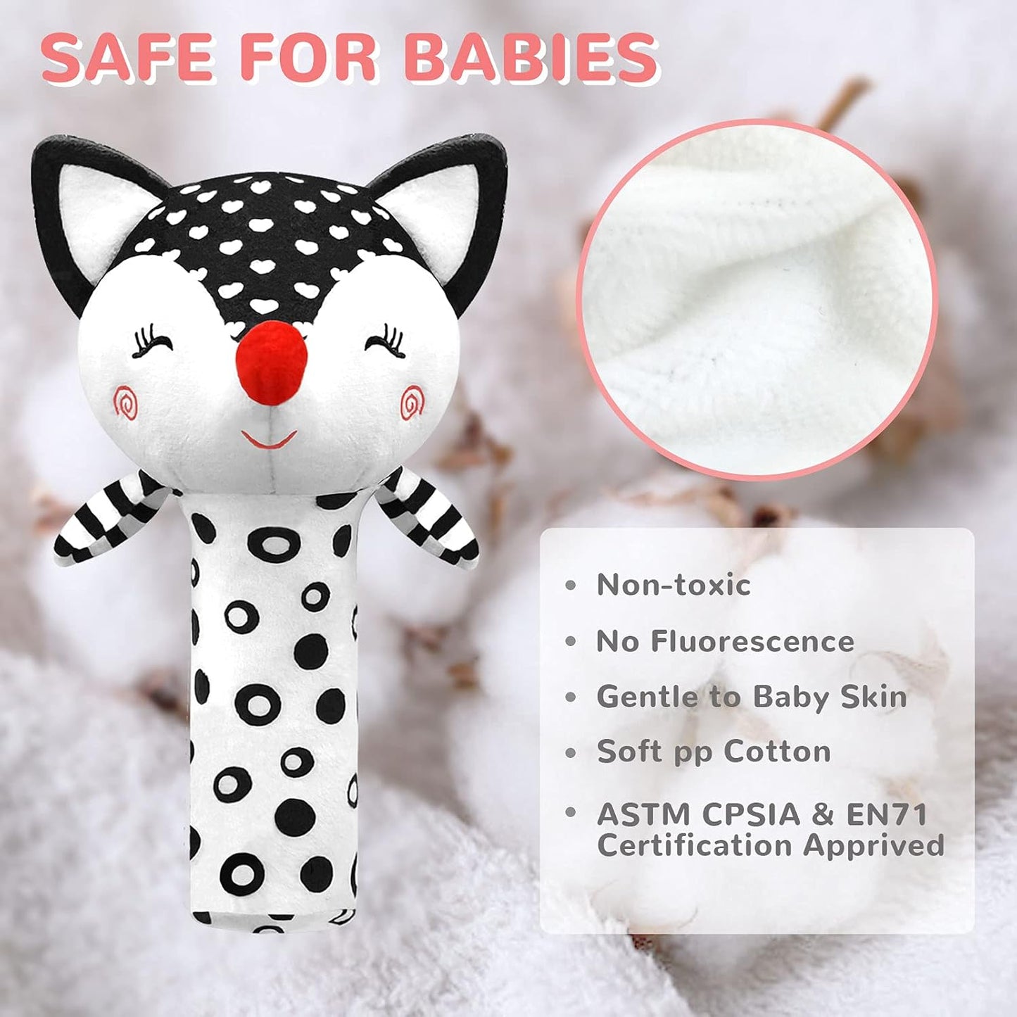 Baby Rattles 0-6 Months Newborn Toys Infant Toys 0-6 Months Rattles for Babies 0-6 Months Baby Toys 0-6 Months, Black and White High Contrast Baby Toys for Newborn 0 3 6 9 12 Months Girls Boys